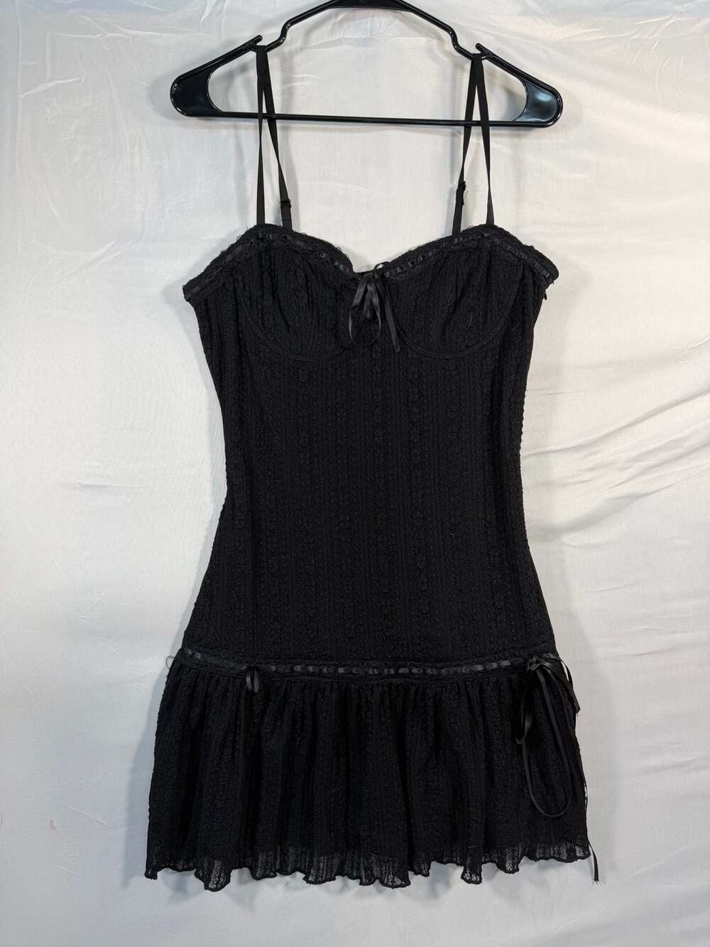 Jessica Simpson Mini Dress Size XL Black Lace Cami Y2K Grunge